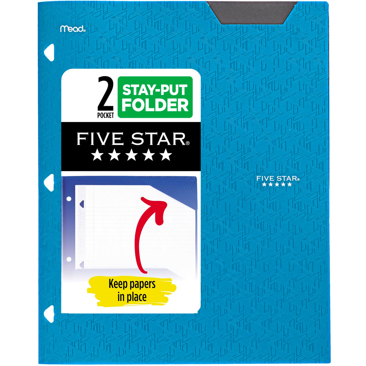 Five Star 2-Pocket Folder, Plastic Folder with Stay-Put Tabs, Fits 3-Ring Binder, Holds 8-1/2" x 11" Paper, White (333420I-ECM)