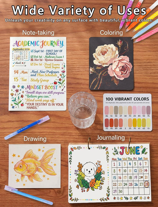 ROSYMENG Acrylic Gel Pens for Coloring 160 Colors, Ultra‑Smooth 1.0mm Tip