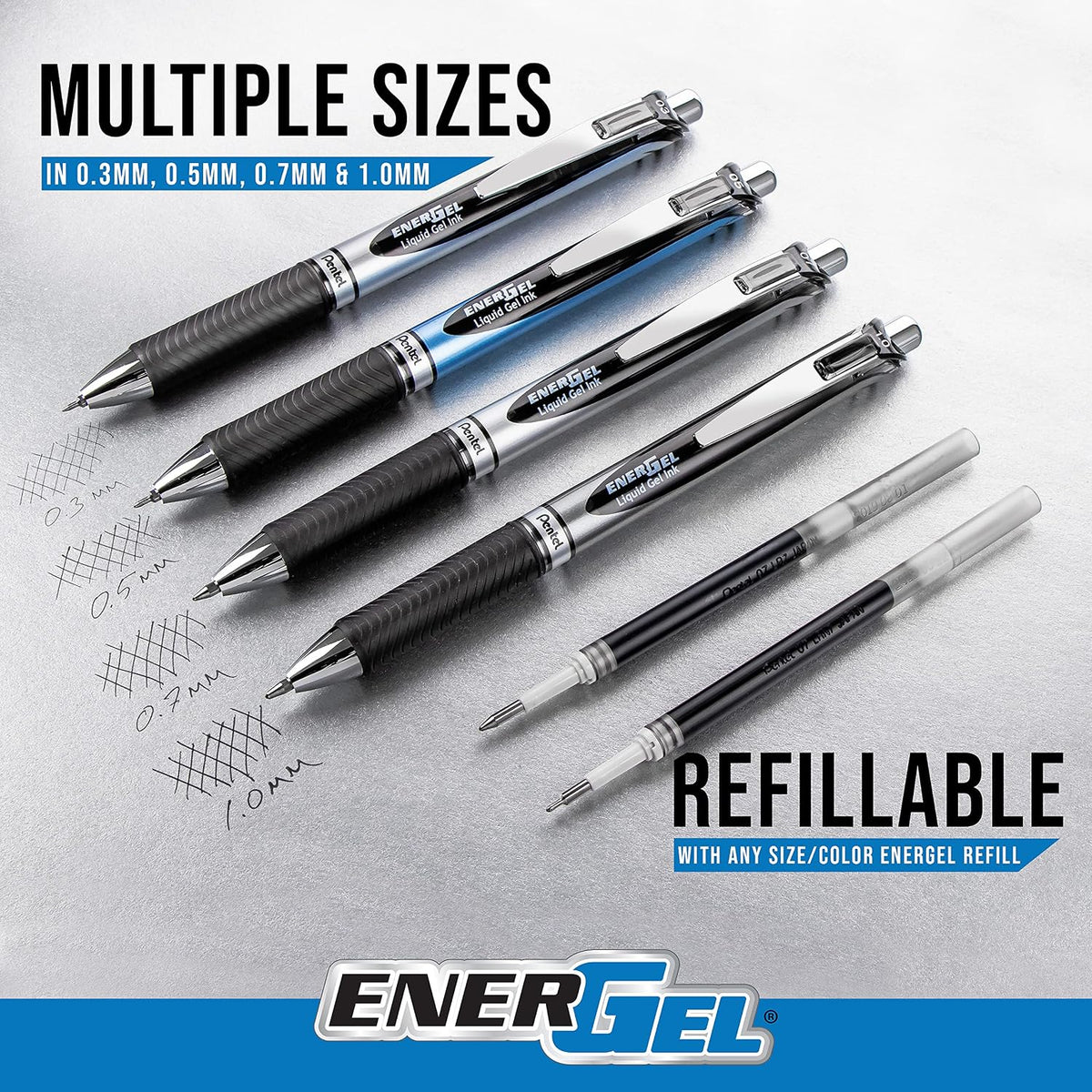 Pentel EnerGel RTX Retractable Liquid Gel Pen, 0.7mm, Chill Hue, Turquoise, Green, and Lime Green Ink, Pack of 3 Pens (BL77CHIBP3M)