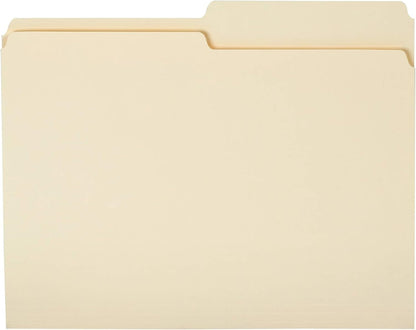 Amazon Basics Manila File Folders, Letter Size, 1/2 Tab in Left and Right Positions, 8.5" x 11", 36-Pack