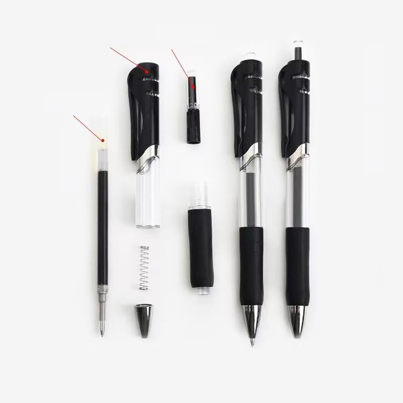 30pcs Black Gel Ink Pens for Writing, 0.5 mm Pens Fine Point Smooth Writing Pens for Journaling, Bulk Retractable Rollerball Pens for School Office.