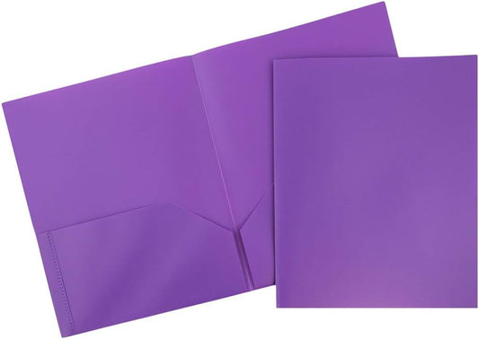 JAM PAPER Plastic 2 Pocket POP Folders - Durable School Folders - Purple - 6/Pack