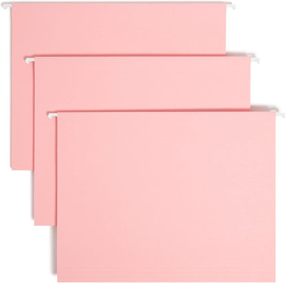 Smead Hanging File Folders with Tabs, Letter Size, Pink, 25 Count