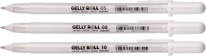 SAKURA Gelly Roll Classic White Gel Pen Set, Assorted Sizes, 3 Pack
