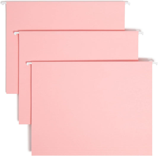 Smead Hanging File Folders with Tabs, Letter Size, Pink, 25 Count
