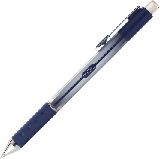 TUL Gel Pens, Retractable, Medium Point, 0.7 mm, Gray Barrel, Blue Ink, Pack Of 12