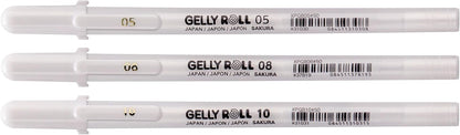 SAKURA Gelly Roll Classic White Gel Pen Set, Assorted Sizes, 3 Pack