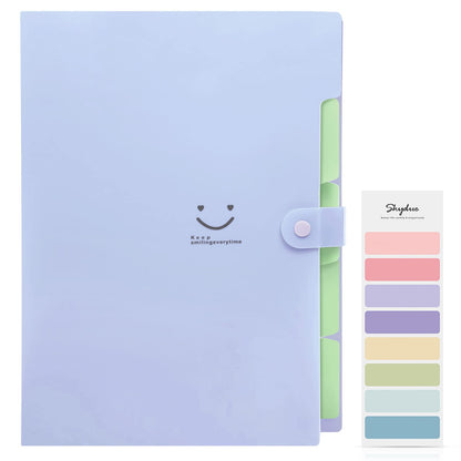 SKYDUE Expanding File Organizer with 5 Pockets, Accordion File Folders with Labels, Portable Document Paper Bill Receipt Organizer, Home College School Office Supplies, Letter Size, Lilac