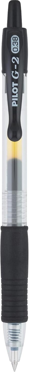 PILOT G2 Premium Retractable Rolling Ball Black Gel Pens, .38mm, 5-Pack