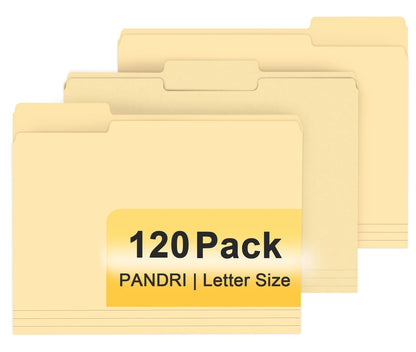 PANDRI Colored File Folders, 120 Pack 1/3 Cut Tab File Folder, Yellow