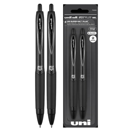 uniball™ 207 Plus+ Gel Pens, Black Ink, 0.7mm Medium Point, 4 Count