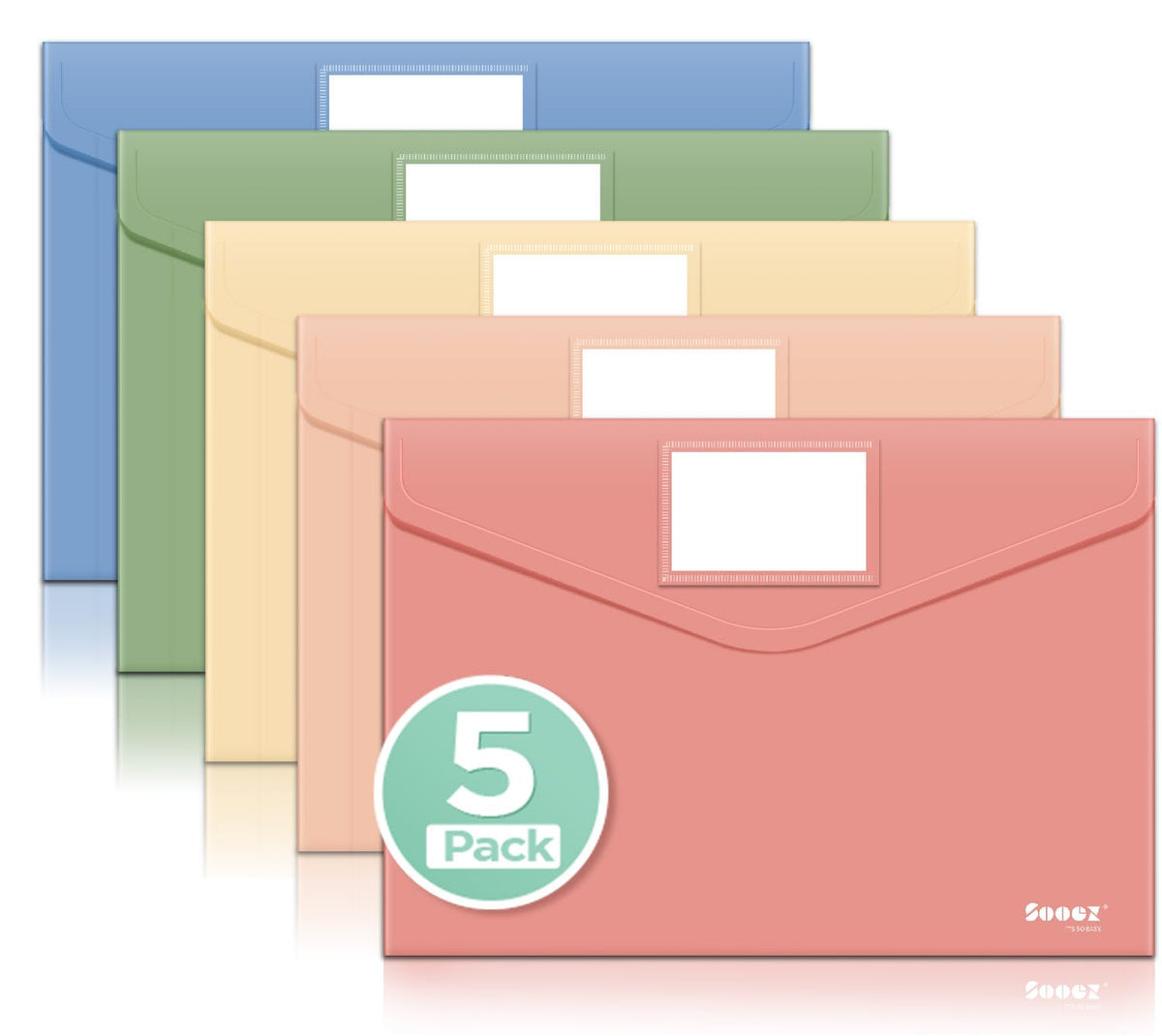 Sooez 10 Packs Plastic Envelopes, Plastic File Folders, Clear Folders
