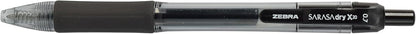 Zebra Pen SARASA X20 Retractable Gel Pen, Black Ink, 0.7mm, 12-Pack