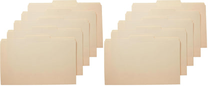 Amazon Basics Sturdy File Folders with Reinforced Tabs for Filing and Organization, 1/3-Cut Tab, Assorted Positions, Letter Size, 8.5x11 inches, Manila, 100-Pack