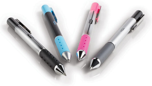 TUL Retractable Gel Pens, Fine Point, 0.5 mm, Gray Barrel, Black Ink, Pack Of 12 Pens