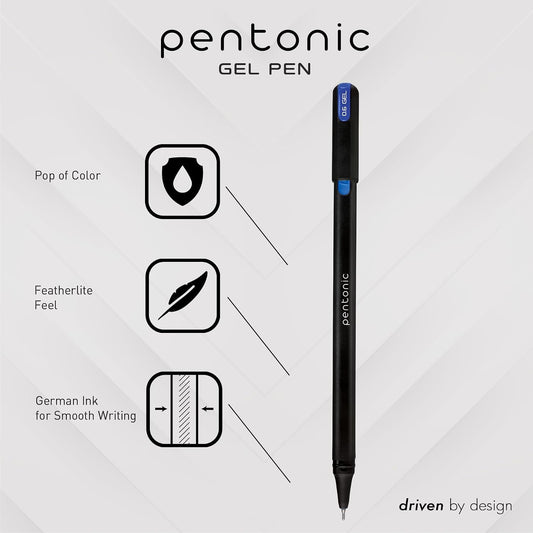 Pentonic Gel Pens, 24 Count, Mixed Pack (12 Assorted Color Pens, 12 Glitter Pens), Medium & Fine Point, Smooth Writing For Journaling (1002355)