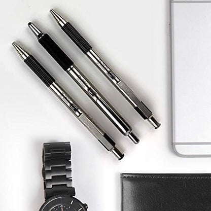 Zebra Pen STEEL G-301 Retractable Gel Pen, Black Ink, 0.7mm, 12-Pack