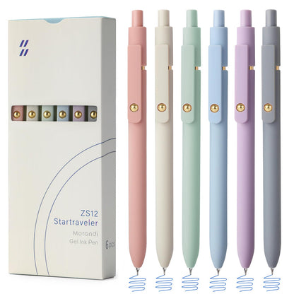 FIOVER Colored Gel Pens 6 Pack 0.7mm Medium Point Pens for Journaling