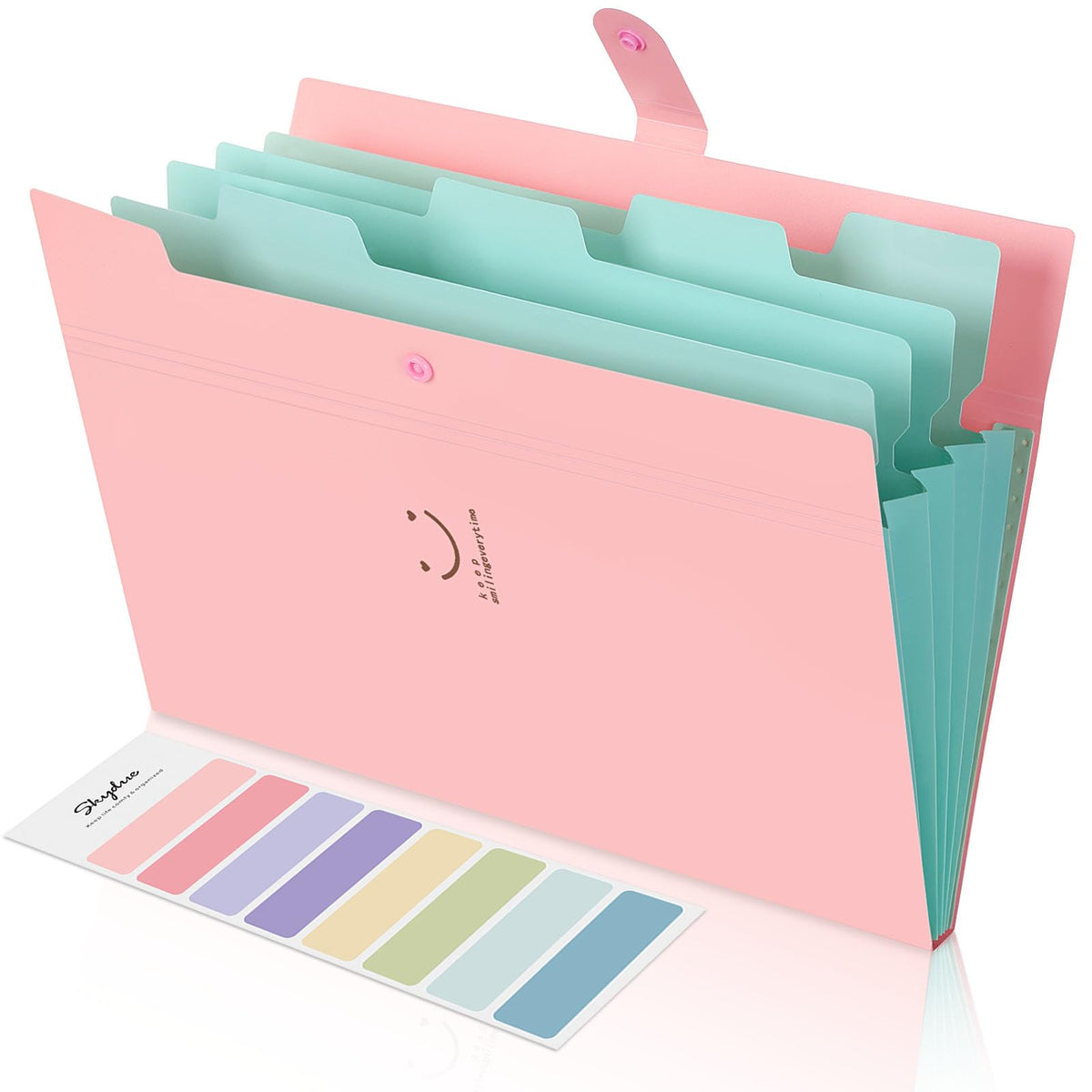 SKYDUE Expanding File Organizer with 5 Pockets, Accordion File Folders with Labels, Portable Document Paper Bill Receipt Organizer, Home College School Office Supplies, Letter Size, Lilac