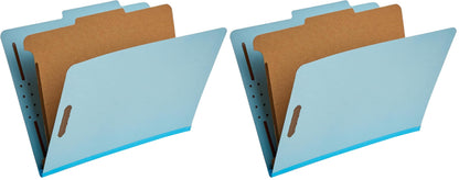 Amazon Basics Classification Folder for Documents and Organization, 1 Divider, 2" Embedded Fasteners, Letter Size, Light Blue, 10 Count