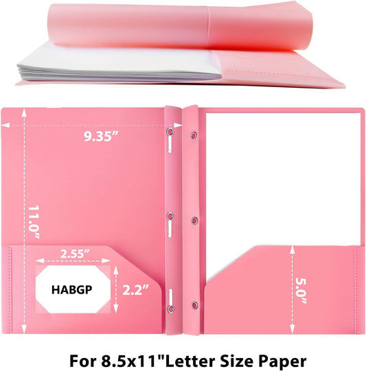 2 Pocket Folder with Prongs (5 Pack, Pastel), Plastic Folders with Pockets