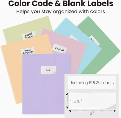 Sooez 7Pack Folders with Pockets, Pastels Colors, Heavy Duty Pocket Folder