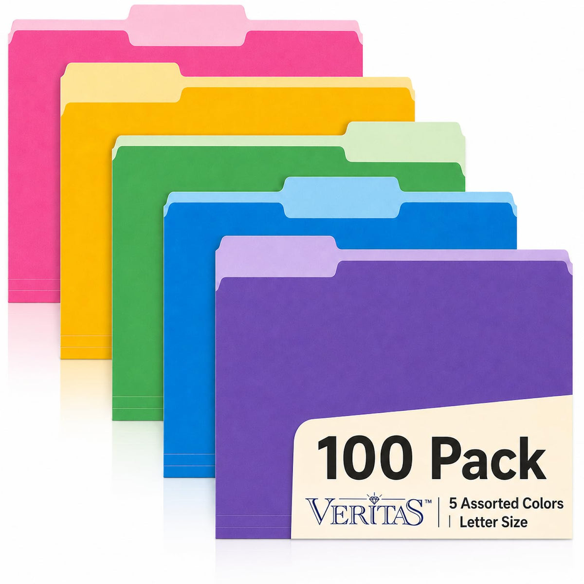 Manilla Folders 8.5 x 11 File Folders Letter Size Manila Folder with 1/3 Cut Tab 100 Pack Paper Folders for Office, School, Home, Business Filing Supplies Made in USA