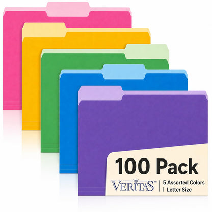 Manilla Folders 8.5 x 11 File Folders Letter Size Manila Folder with 1/3 Cut Tab 100 Pack Paper Folders for Office, School, Home, Business Filing Supplies Made in USA