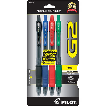 PILOT, G2 Premium Gel Roller Pens, Fine Point 0.7 mm, Blue, Pack of 4