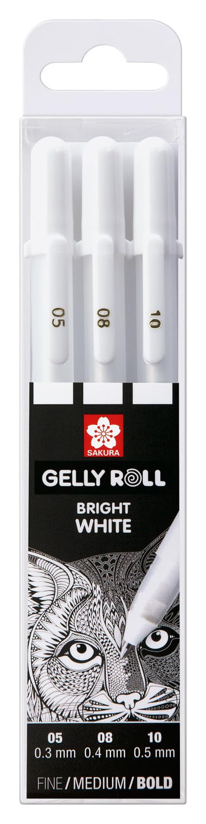 SAKURA Gelly Roll Classic White Gel Pen Set, Assorted Sizes, 3 Pack