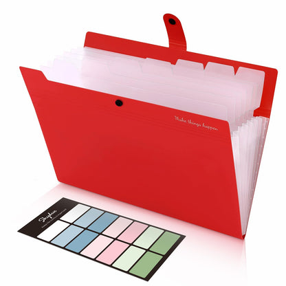 SKYDUE Expanding File Organizer with 8 Pockets, Accordion File Folders with Labels, Portable Document Paper Bill Receipt Organizer, Home College School Office Supplies, Letter Size, Blue