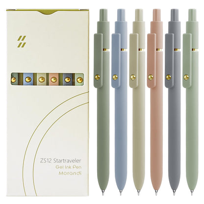 UIXJODO Gel Pens, 5 Pcs 0.5mm Black Ink Pens Fine Point Smooth Writing Pens with Silicone Grip, High-End Series Metal Clip Retractable Pens for Journaling Note Taking (Vintage)