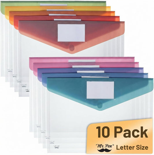 Mr. Pen- Clear Plastic Envelopes File Folders, 10 Pack, A4, Letter Size