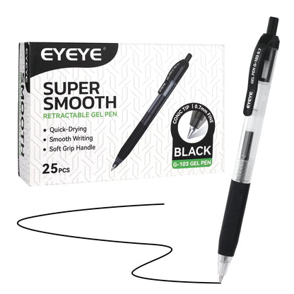 EYEYE G-103 Gel Pens, Black Ink, 0.5mm Extra Fine Point, Pack of 50