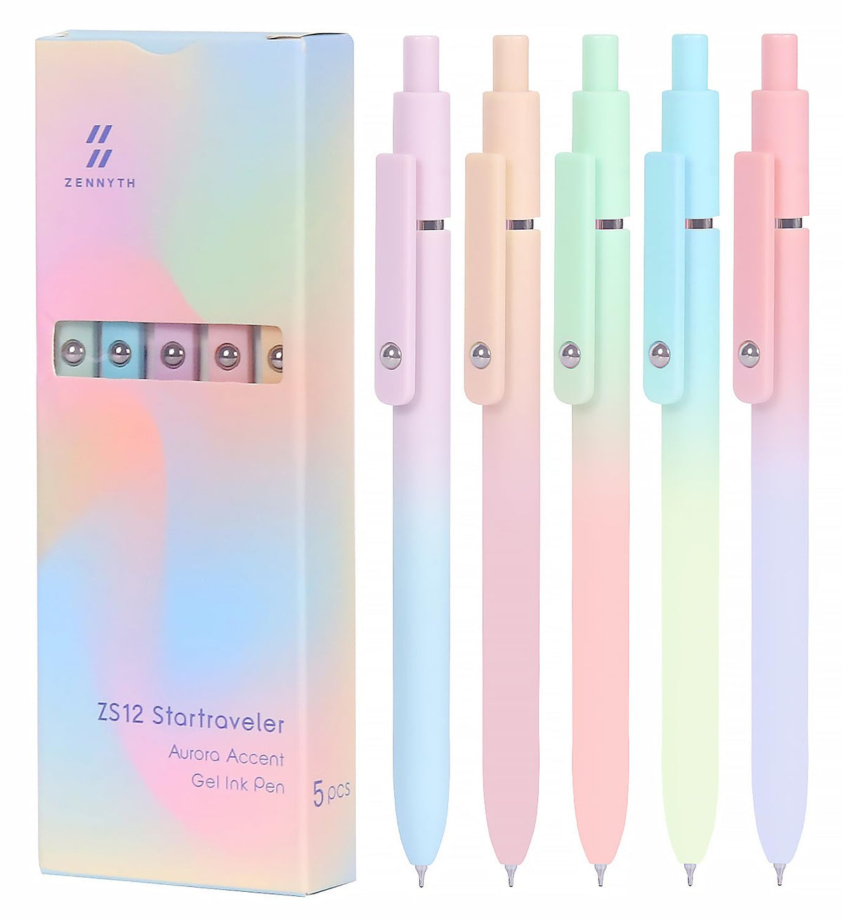 FIOVER Colored Gel Pens 6 Pack 0.7mm Medium Point Pens for Journaling