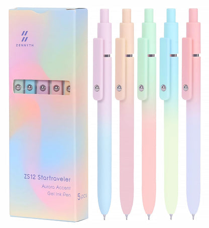 FIOVER Colored Gel Pens 6 Pack 0.7mm Medium Point Pens for Journaling