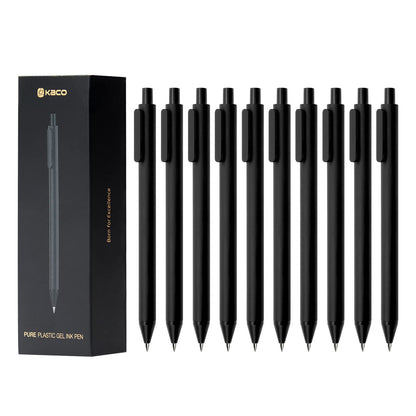 Kaco Gel Pens 0.5 mm Fine Point Black Ink 10PCS, Quick Dry Smooth Writing