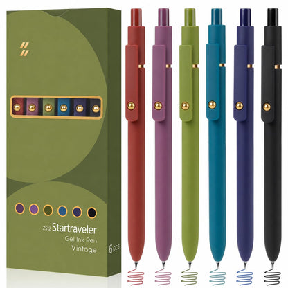 FIOVER Colored Gel Pens 6 Pack 0.7mm Medium Point Pens for Journaling