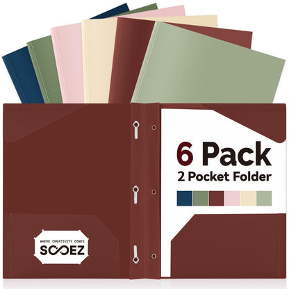Sooez 1 Pack Plastic Folder, 2-Pocket Folders with Prongs