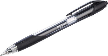 Amazon Basics Retractable Gel Ink Pens for Note-Taking and Office Writing, Fine Point 0.7mm, Smooth Writing, Black, 12-Pack
