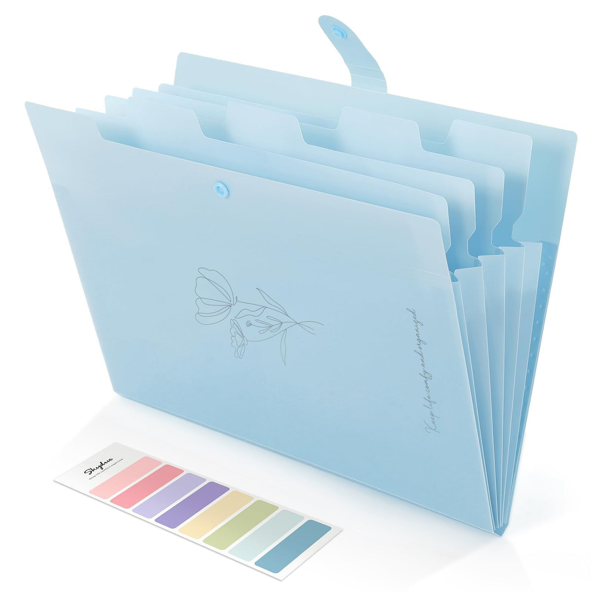 SKYDUE Expanding File Organizer with 5 Pockets, Accordion File Folders with Labels, Portable Document Paper Bill Receipt Organizer, Home College School Office Supplies, Letter Size, Lilac