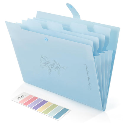 SKYDUE Expanding File Organizer with 5 Pockets, Accordion File Folders with Labels, Portable Document Paper Bill Receipt Organizer, Home College School Office Supplies, Letter Size, Lilac