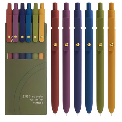 YOXMJDB Gel Pens, 5 Pcs 0.5mm Fine Point Smooth Writing Pens Cute Pens, High-End Series Black Ink Pens for Journaling Note Taking, School Office Supplies for Women Men (5 Pcs Vintage)