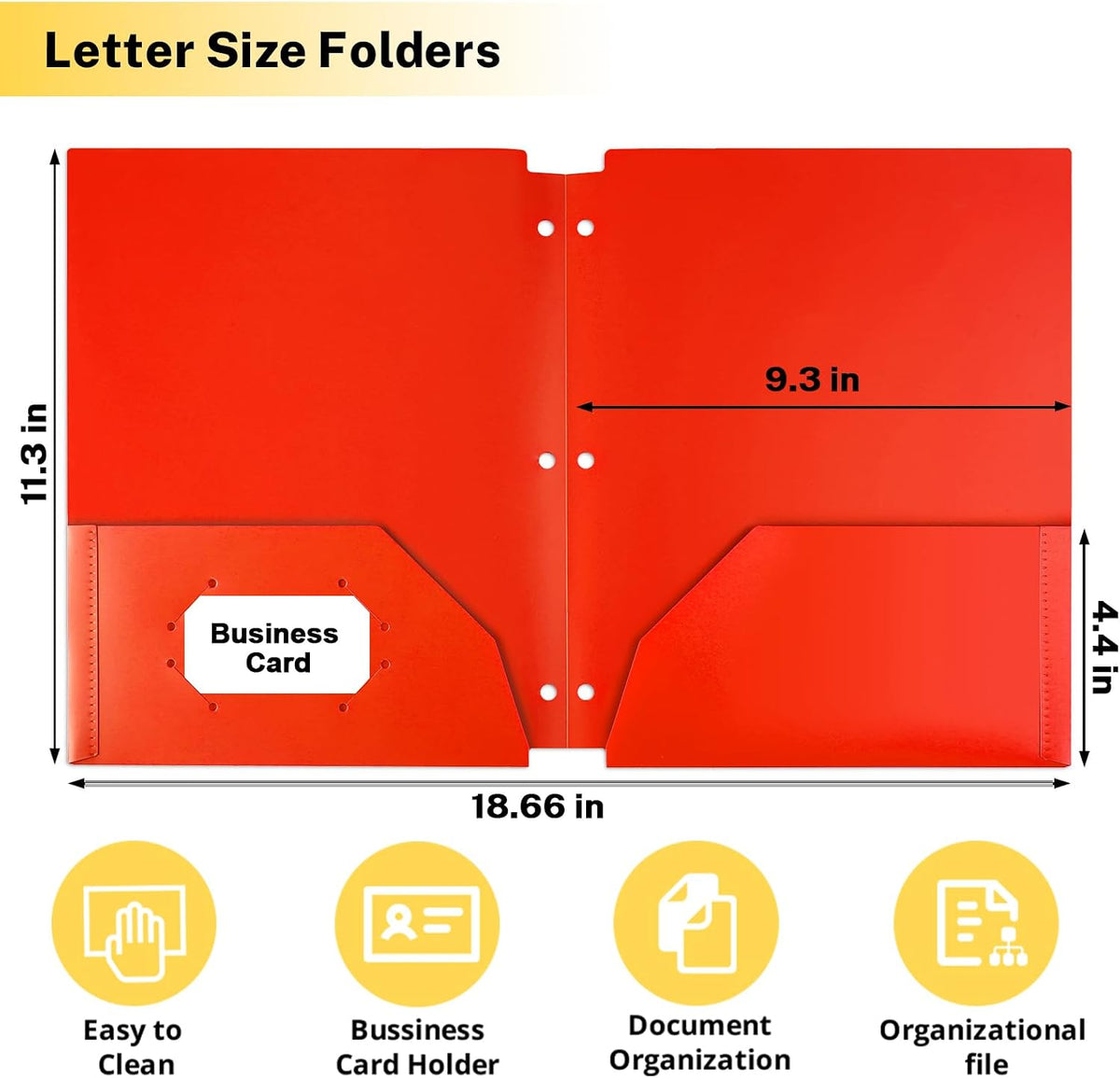 Plastic Folders with Pocket, 6 Assorted Color, 3 Hole Punched Binder Folder