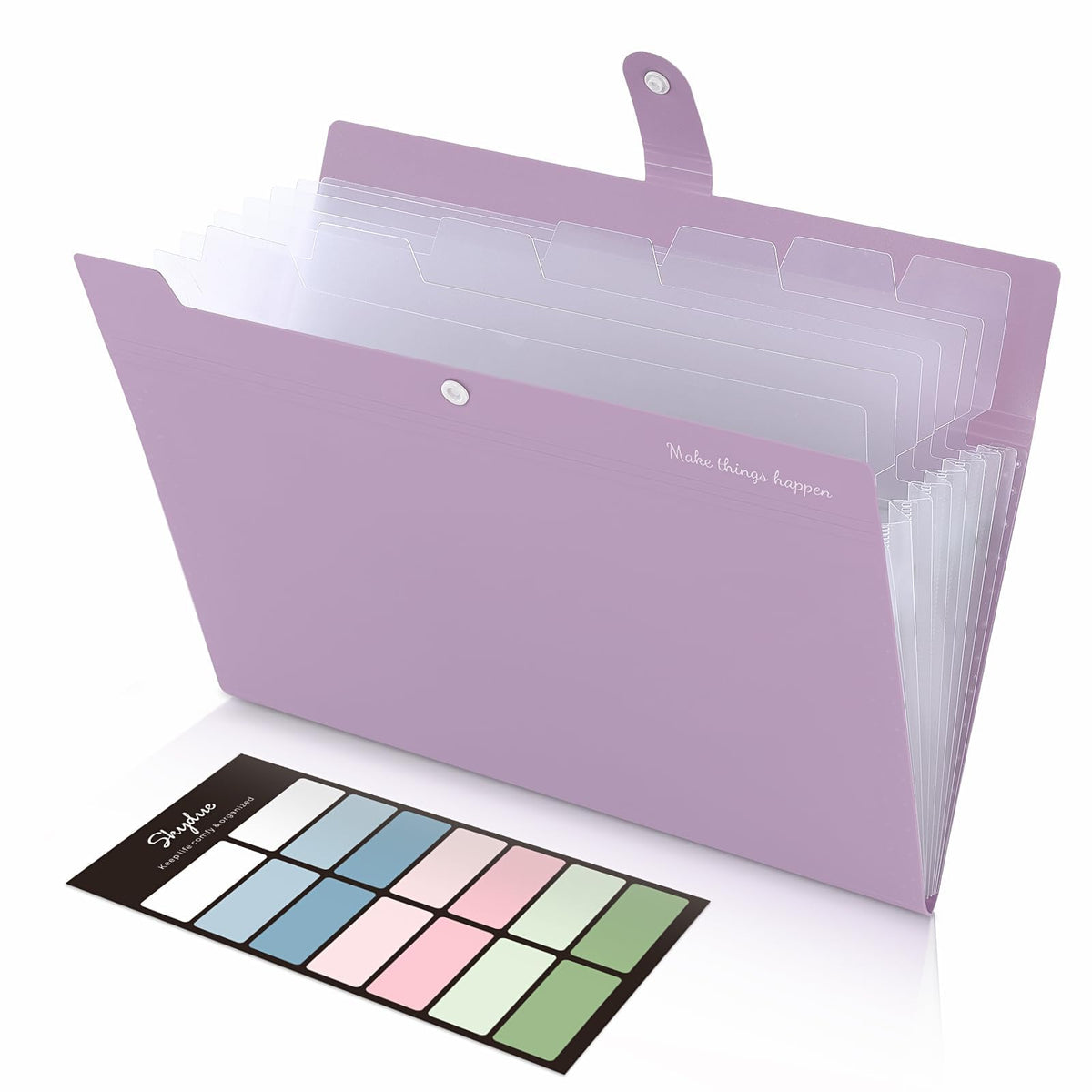 SKYDUE Expanding File Folders with 8 Pockets, Accordion File Organizer with Labels, Portable Paper Bill Receipt Organizer, Letter Size, Home School Office Supplies, Olive Green