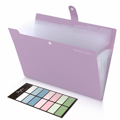 SKYDUE Expanding File Organizer with 8 Pockets, Accordion File Folders with Labels, Portable Document Paper Bill Receipt Organizer, Home College School Office Supplies, Letter Size, Blue