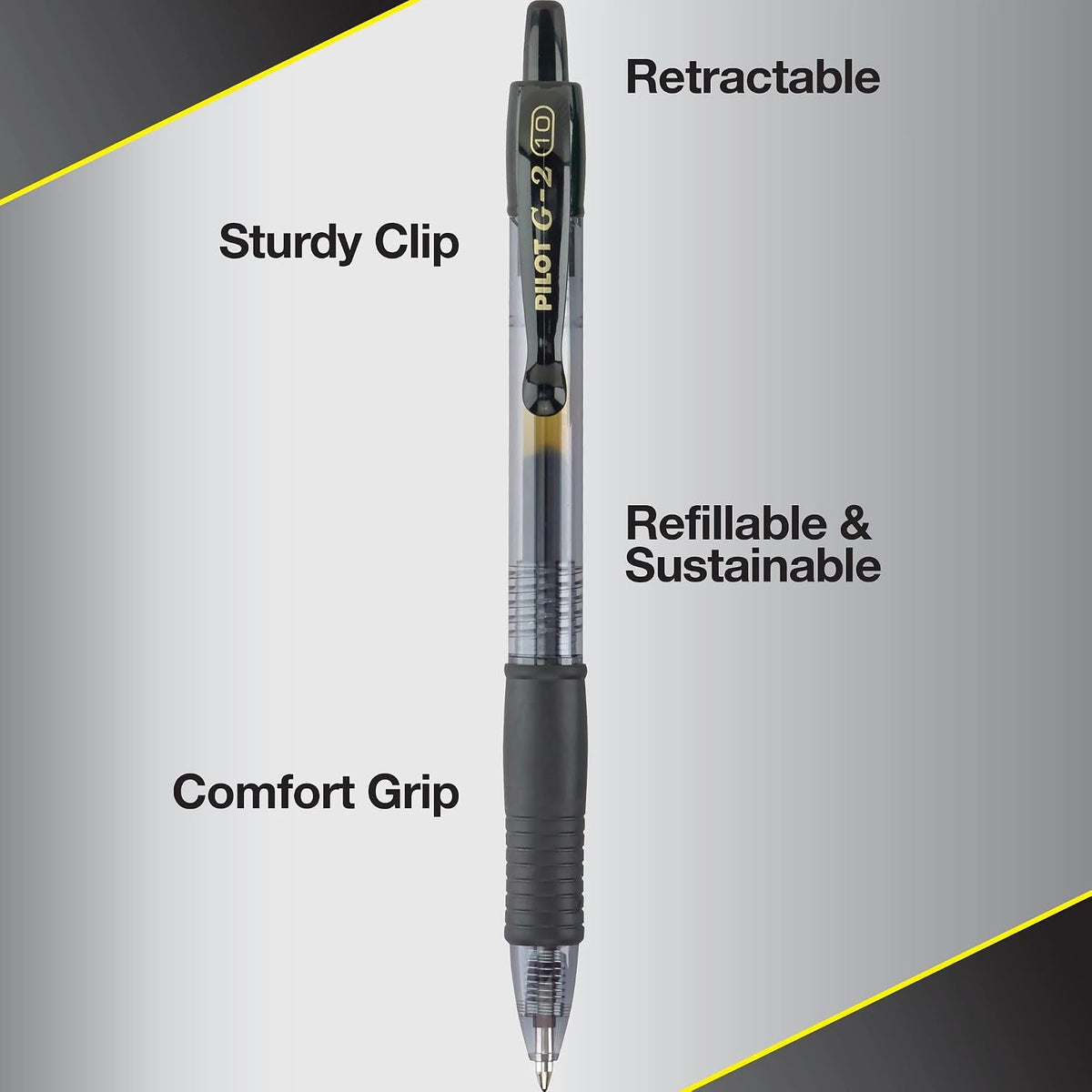 PILOT, G2 Premium Gel Roller Pens, Bold Point 1 mm, Pack of 12, Black