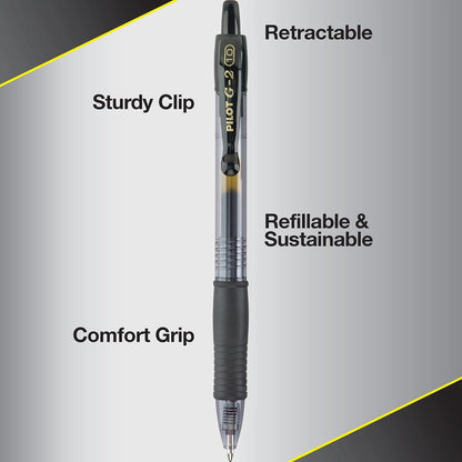 PILOT, G2 Premium Gel Roller Pens, Bold Point 1 mm, Pack of 12, Black