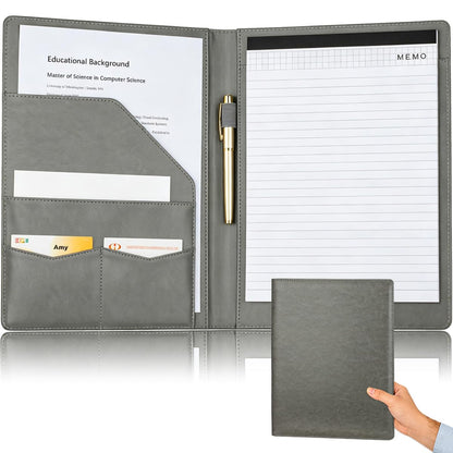 Padfolio Portfolio Binder, Faux Leather Folio Folder Organizer, Black