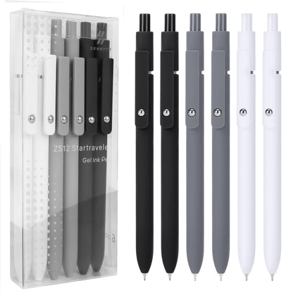 FIOVER Gel Pens 5pcs 0.5mm Quick Dry Black Ink Fine Point Pens